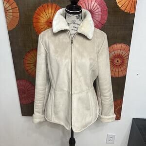 B.MOSS Faux Suede Jacket W/ Faux Fur Lining Y2K Western Chic Boho Luxe Sz Small
